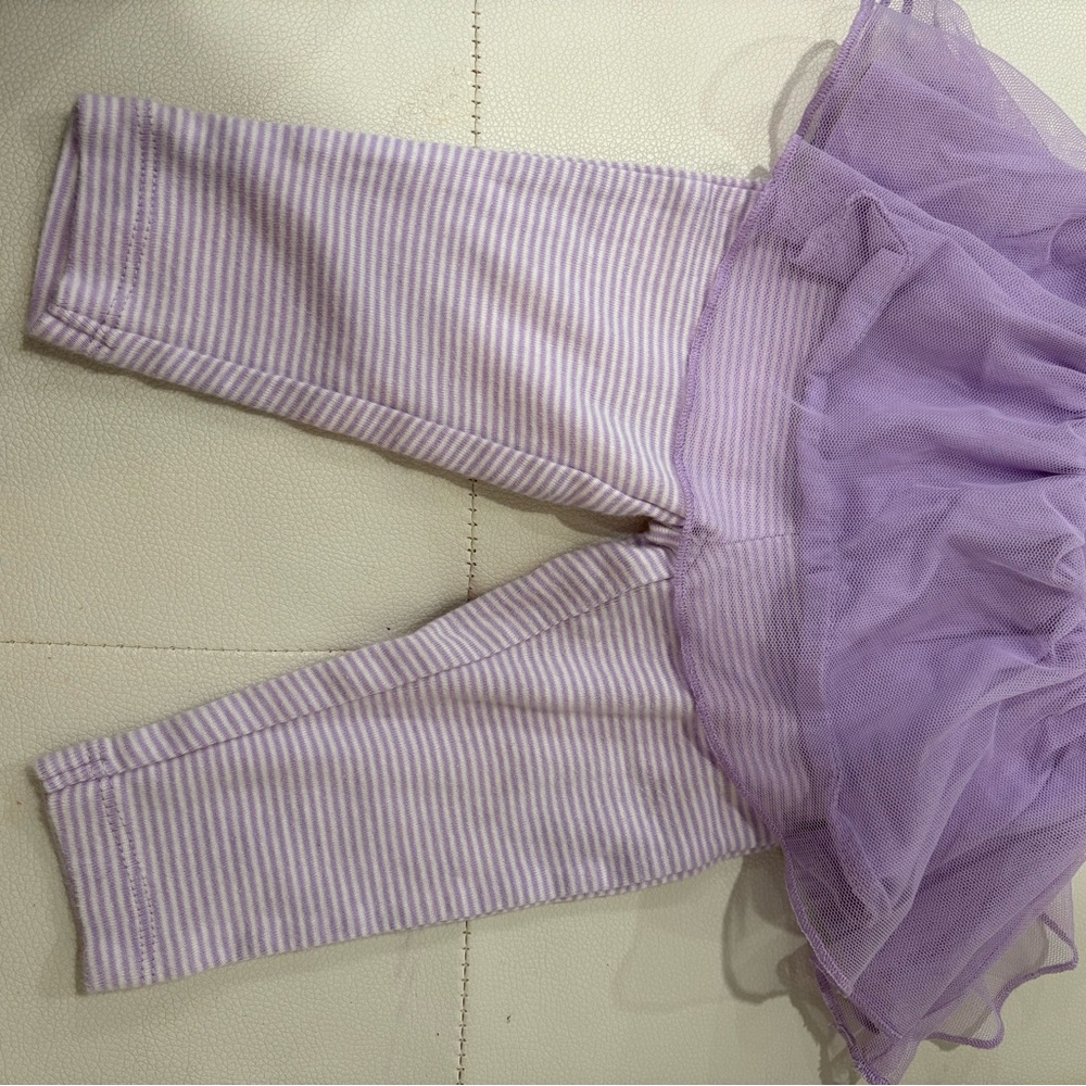 Carter's Lilac and White Striped Baby Leggings with Tulle Skirt